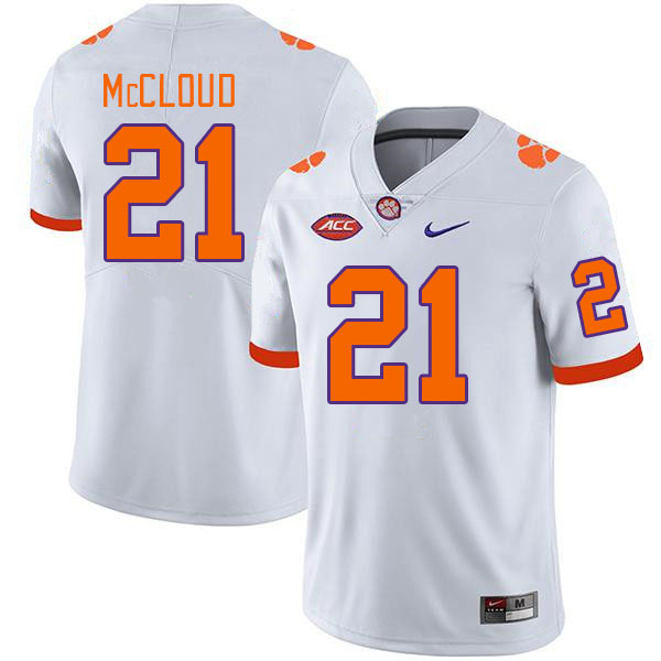 Men's Clemson Tigers Kobe McCloud #21 College White NCAA Authentic Football Stitched Jersey 23YI30IX
